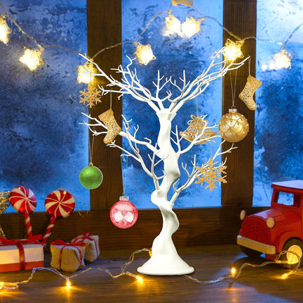 Christmas Artificial Tree Branch, 23 Inch White Manzanita Wedding Centerpiece, Decorative Ornament Display Tree, Tabletop Artificial Tree for Christmas Birthday Party Home Decor