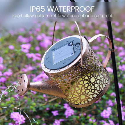 Solar Lights Outdoor Decorative, Metal Solar Watering Can Lights Waterproof, Small Hanging Solar Garden Decor Yard Lights Outside Patio Lawn, s for Mom Grandma Women Birthday(Warm White)
