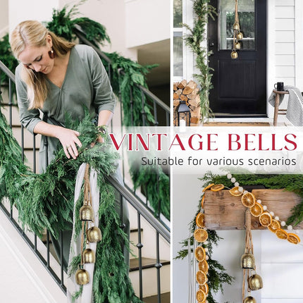 Christmas Bells Decor, Resonant Gold Bells, Christmas Hanging Bell for Bells Christmas Decor, Rustic Iron Decorative Bells, SEMPOMA