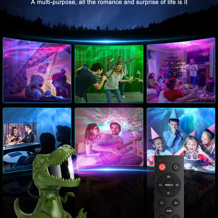 Dinosaur Star Projector Night Light: Galaxy Projector Light for Kids Bedroom Ceiling Decor Christmas （Green）