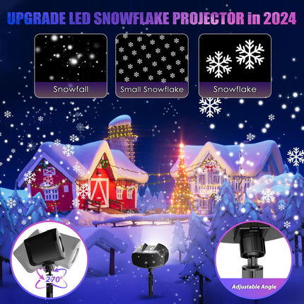 Snowflake Projector Lights Outdoor with Remote Control, Christmas Snowflake Projector Lights, IP65 Waterproof Snowfall Landscape Light Christmas Projector for Holiday,Garden
