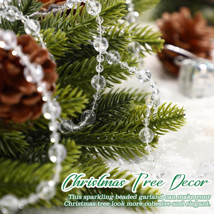 Pangda 49 Feet Christmas Tree Beads Garland Strands Chain for Christmas Wreath Decoration Table Centerpiece (Clear)