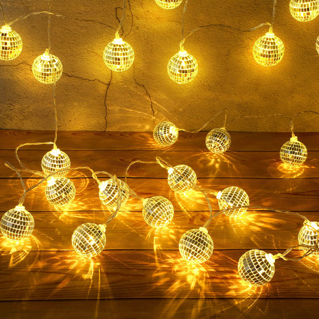 Nosiny 40 LED Disco Ball Mirror String Lights, Multicolor, Indoor/Outdoor, 3m/9.84ft per piece
