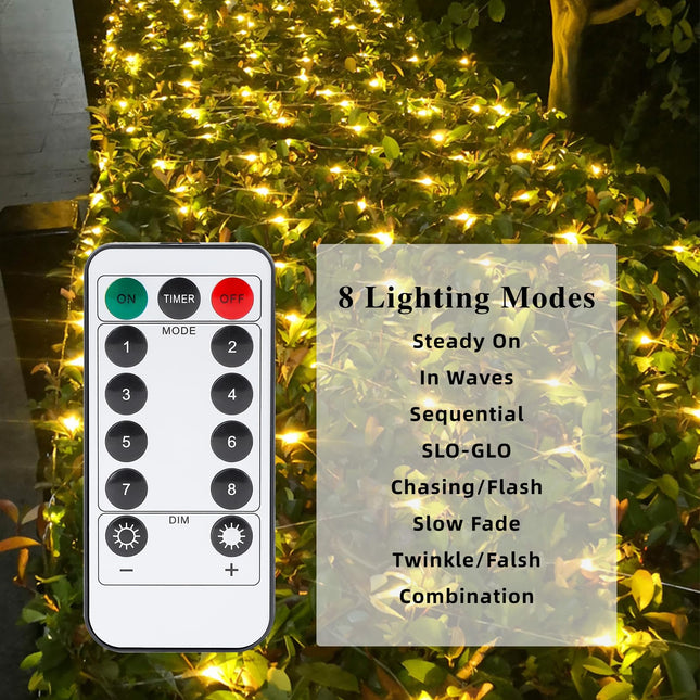 360 LED Net Lights 12FT x 5 FT Connectable Waterproof String Lights with 8 Modes Outdoor Indoor Christmas Decorations Xmas Party Yard Garden Decor Warm White