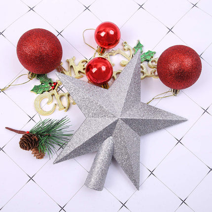 Aneco 4 Pieces 4 Inches Glitter Mini Christmas Tree Topper Mini Xmas Tree Topper Ornaments for Small Christmas Tree Decoration