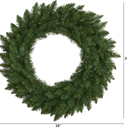 Nearly Natural 24in. Green Pine Artificial Christmas Wreath with 35 Clear LED Lights