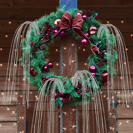 30 Pcs Long Glitter Firework Spray Picks 35.5 Inch Soft Christmas Curly Willow Sparkle Pine Sticks Dazzling Xmas Tree Ornaments for Mantel Fireplace Door Tree Winter Wreath Home Vase Decor(Silver)