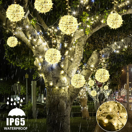 Christmas Outdoor Balls String Lights Hanging Tree Garden Lights 4 Pack 7.87" Sphere Lights with Plug in Globe Lights Trees Garden Lights for Party Wedding Yard Garden Porch Patio Decoration