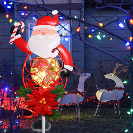 Solar Christmas Garden Stake Lights Snowman&Santa Claus Solar Christmas Decorations with LED Lights Outdoor Pathway Lights Christmas Landscape Lights for Garden(2 PCS)