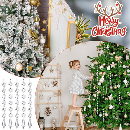 Nuenen 100 Pcs Christmas Hanging Crystals for Centerpieces Chandelier Clear Crystal Garland Strands Ornament Acrylic Clear Beads Prisms Pendant for Christmas Tree Window Home Decoration(Icicle)