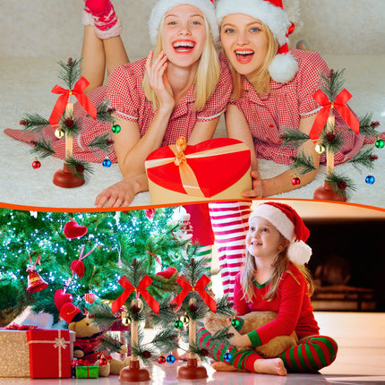 2 Pieces Christmas Tree Plunger White Elephant Dirty Santa Plunger Funny Toilet Humor Christmas Gag s for White Elephant Party Xmas Ornament Decor