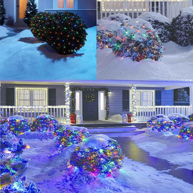2 Pack Battery Operated Net String Lights 4.9x3.9Ft 100LED-Light 8 Modes Mesh Waterproof Wide Angle LED Curtain Lights for Christmas Xmas Garden Yard Party Wedding and Holiday Decor(Multi Color)