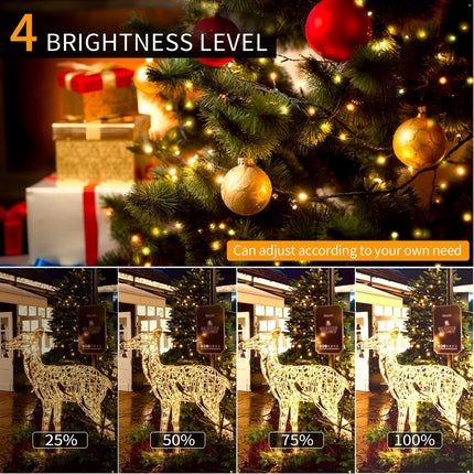 Christmas String Lights Plug in, 98Ft 200LED Twinkle String Lights with Remote 8 Modes Fairy Lights Waterproof for Outdoor Indoor Tree Garden Yard Wall Christmas Decor (Warm White)