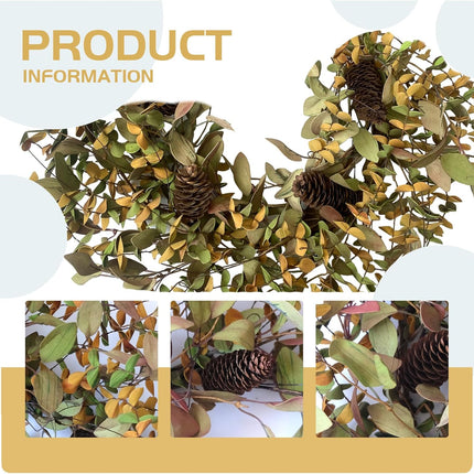 Fall Wreath with Pine Cones and Eucalyptus Leaves, Harvest Wreath for Front Door Farmhouse Indoor Festival Home Thanksgiving Decor,20 Inch