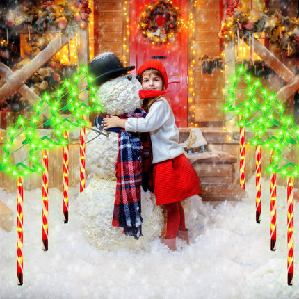 VIHOSE 10 Pack Christmas Pathway Lights 170 LED Outdoor Christmas Tree Stake Light with 8 Lighting Modes Christmas Decorations Waterproof Light Plug-in Lighted Markers for Garden Yard Decor
