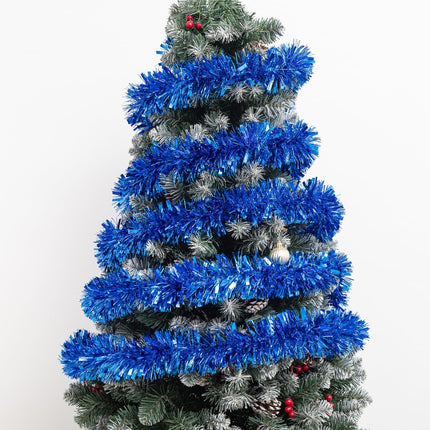 26.2 Ft Tinsel Garland, Blue Holiday Metalic Decorations for Birthday, Wedding, Festivities, Halloween, Christmas, Xmas Sparkly Garlands for All-Season Indoor Outdoor Home Party Decor