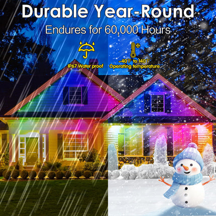 Smart Permanent Outdoor Lights for House, 100ft RGB+IC Permanent Christmas Lights Outdoor, IP67 Waterproof with DIY Scene for Christmas Halloween All Holiday Decor, Work with Alexa, Google Assistant