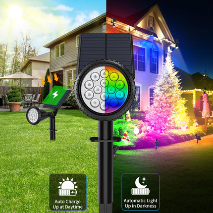 Solar Color Changing Lights Outdoor Waterproof, 7 Modes/8 Pack Christmas Multicolor RGB Solar Spot Lights, 180° Adjustable Solar Powered Landscape Spotlights for Outside Yard/Pathway/Garden