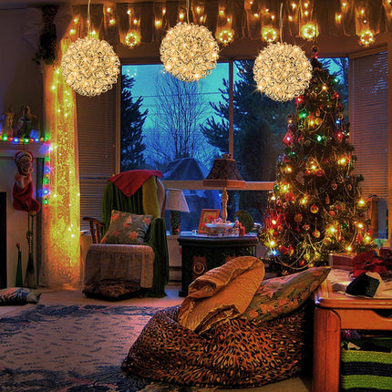 Anycosy Christmas Hanging Lights with Aluminum Frame,Waterproof Christmas Hanging Pendant Sphere Lights for Indoor