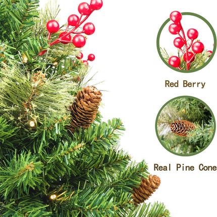 Solar Christmas Tree 30 inch Prelit 2 Set Pathway Porch Christmas Trees Pre-Light LED Battery Operated Outdoor Xmas Decor for Entrance Driveway, Yard, Garden