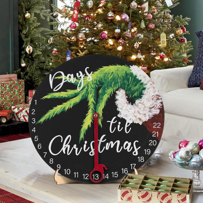 DAZONGE Christmas Wreath Decorations | Christmas Countdown Advent Calendar for All Ages | 12'' Wooden Christmas Welcome Sign with Easel | Christmas Decor