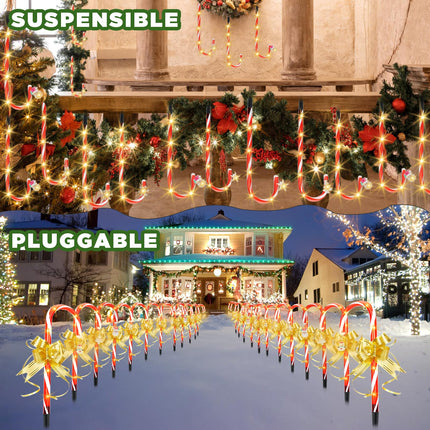 Christmas Decorations Candy Cane Lights - 24 Pack d Solar Christmas Decorations Outdoor Lights Waterproof with 8 Light Modes for Party Patio Garden Lawn Yard Decor