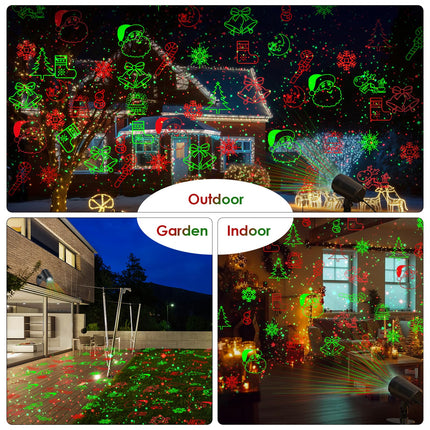 Christmas Projector Lights Outdoor, Waterproof with Remote,16 Patterns Christmas Lights Projector, Timer, Red and Green Xmas Landscape Spotlight Suitable for Garden Christmas Decor Indoor Home Party