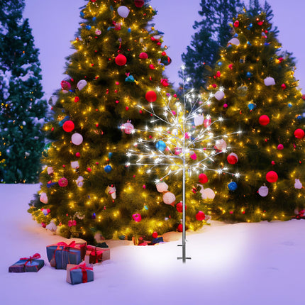 2 Pack 5Ft Outdoor Christmas Decoration Pathway Light Stake Frosty Snowflake Christmas Tree White Light Pre Lit for Outside Yard Garden Lawn Patio Walkway Christmas Holiday Decoration