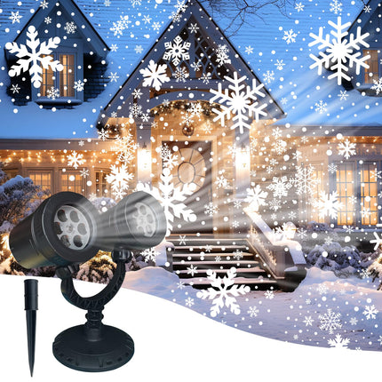 Christmas Snow Projector Outdoor, LED Snowflake Projector Snowfall Lights, IP65 Waterproof Dynamic Falling Snow Effect for Holiday Garden, Party, Halloween Landscape Decoration