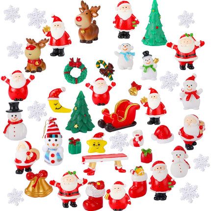 40 Pieces Christmas Ornaments Resin Garden Decoration Ornaments DIY Kit Christmas Pendant Accessories DIY Snow Globe Figurines Christmas Decorations for Party