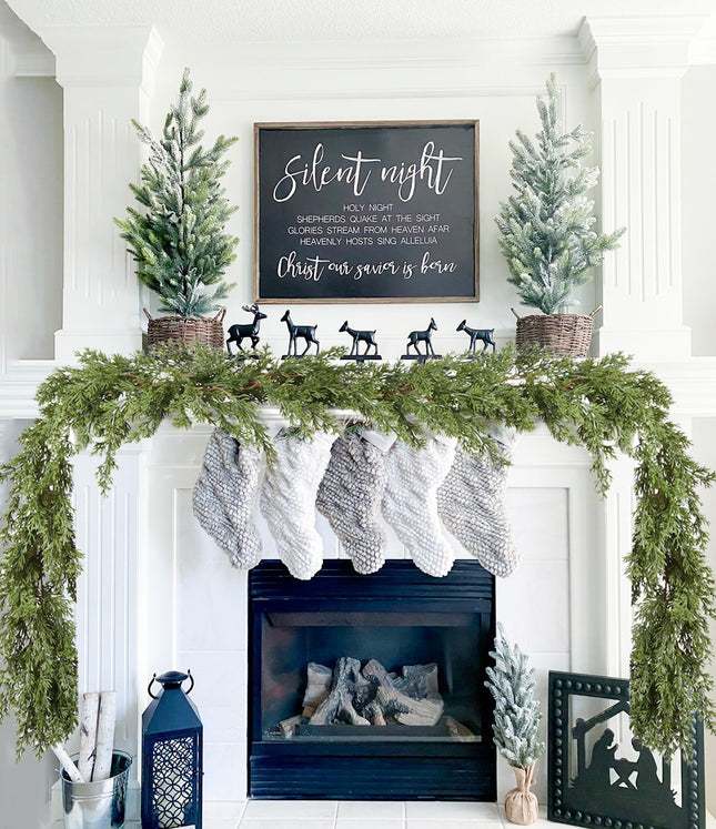 6FT Pine Christmas Garland, Christmas Greenery Garland,Realistic Cedar Garland Cypress Garland for Home Holiday Mantel Fireplace Table Centerpiece Decoration