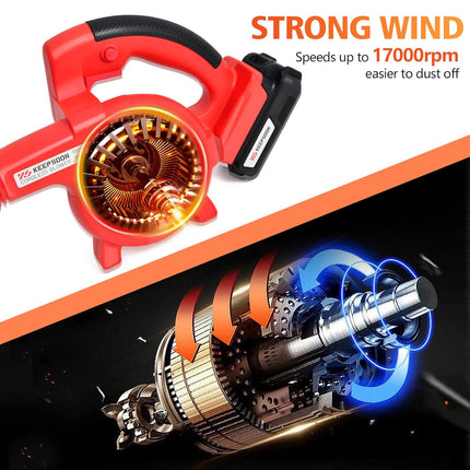 Cordless Leaf Blower, KEEP SOON 2-in-1 Leaf Blower & Vacuum, with 18V Lithium Battery and Charger, Electric Leaf Blower, Battery Blowers for Lawn Care, Dust, Snow Debris, Yard