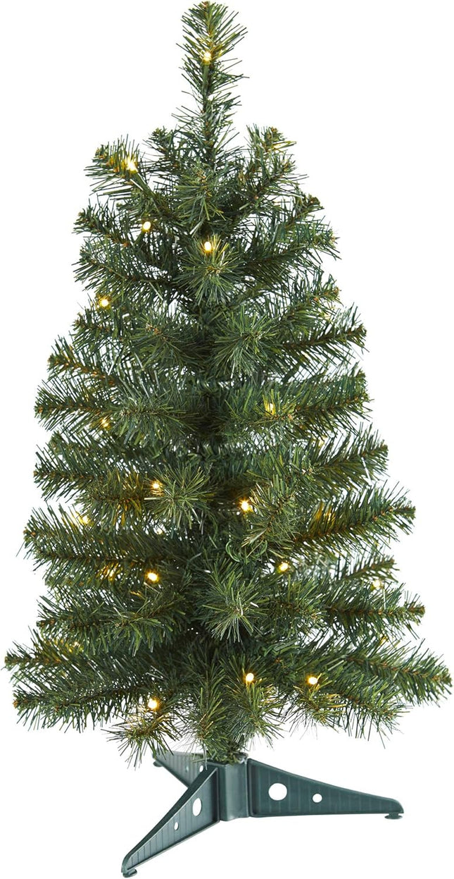Nearly Natural 2ft. Green Artificial Christmas Tree with 35 LED Lights and 72 Bendable Branches
