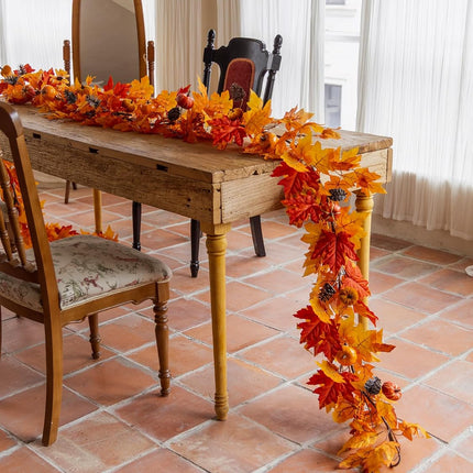 MISSPIN Fall Decor - Fall Garland - 6FT Autumn Maples Leaf Garland for Autumn Decor Hanging Vine Garland for Halloween Thanksgiving Decor Home Wedding Fireplace Party Christmas(Orange)