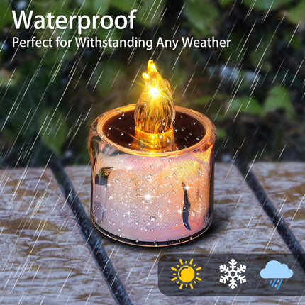 ANGMLN 6pcs Solar Tea Lights Outdoor, Large Flameless Flicker LED Solar Candles with Dusk to Dawn Sensor, Rechargeable Waterproof Candle Lights for Lantern Garden Party Home Christmas Decorations