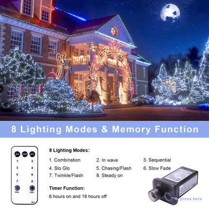 Christmas Net Lights for Bushes - 360 LED Net Lights Outdoor Plug in with Remote, 12x5 ft Extendable 8 Modes Christmas Net Lights Waterproof for Outside Gazebo Lawn Wedding Patio Garden Tree (White)
