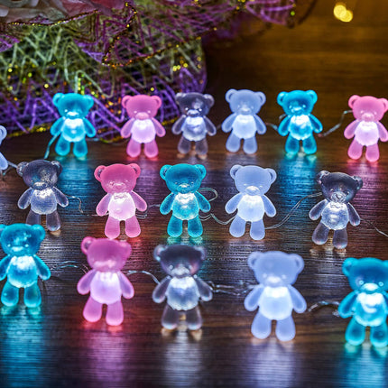 JASHIKA Teddy Bear Decorative Lights Teddy Bear s Cute Indoor String Lights Bedroom Fairy Lights Christmas lights Valentine’s Day Decor 8.5ft 20LED USB or Battery Operated String Lights Ornaments