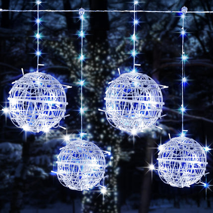 Dazzle Bright Outdoor Balls Lights Hanging Tree Garden Lights, 160 LED Sphere Lights Garden Globe Lights, for Party Wedding Yard Garden Porch Patio Christmas Holiday Decoration, White