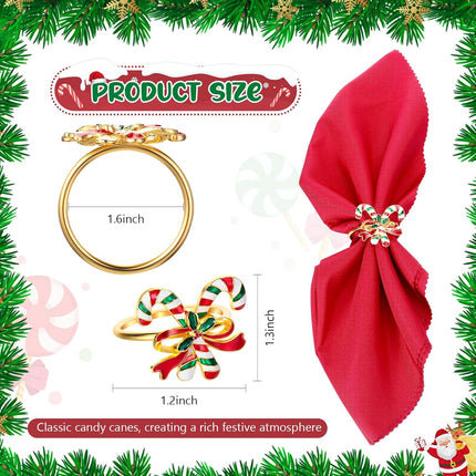 Yaomiao 24 Pcs Christmas Napkin Rings Include Christmas Tree, Christmas Crutch, Santa Claus, Christmas Wreath, Candy Canes and Other Elements for Holiday Party Dinner Table Setting Decoration