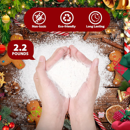 hatisan 2.2 Lbs Snow Flocking Powder with A Spray Bottle, Instant Snow Fake Snow, Flocking Kit for Christmas Decorations Indoor Outdoor (2.2 Pounds)
