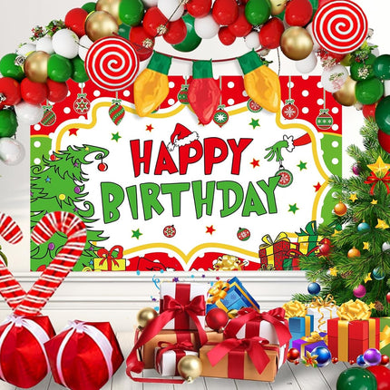 Christmas decorations Set,153 Pcs Red Golden Green Christmas Balloon Arch Garland Kit, Birthday Banners, Suitable for Children And Adults Grinchmas Birthday Partie