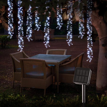 Brightown Solar Christmas Lights Outdoor, 9.8Ft 120 LED Solar String Lights for Outside with 8 Modes, Solar Cluster Lights Twinkle Light Waterproof for Yard Fence Xmas Tree Decorations, Cool White