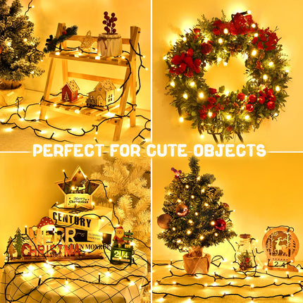 8 Modes Christmas String Lights Battery Operated Christmas Lights with Timer 16.4Ft2 Total 100LED 33Ft Waterproof Fairy Lights Outdoor Indoor for Christmas Decor, Warm White, 2-Pack