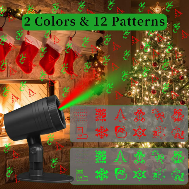 Borelor Christmas Laser Lights Outdoor,12 Patterns Christmas Projector Lights with Remote Control for Indoor Outdoor Holiday Decoration