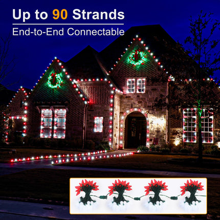 Brizled Red & White Christmas Lights, 33ft 50 LED Faceted C9 String Lights Outdoor, Connectable Christmas Tree Lights, UL Indoor Xmas Lights Waterproof for Christmas House Roof Party Decor
