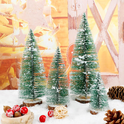 SUPREME XMAS Mini Christmas Tree, 4 Pcs Small Bottle Brush Christmas Tree with Lights for Table Top Christmas Decorations Tabletop Artificial Miniature Pine Trees Indoor Home Decor Holiday Party s