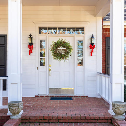 22 inch Artificial Christmas Wreath with Pine Cones and Needles for Indoor Outdoor Holiday Home Decor