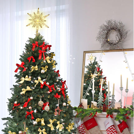 Christmas Tree Star Decorations, 13inches Metal Hollow Design, 20 LED Lights，Sparkling Tree Toppers Christmas Decorations Light up Your Christmas, Star Tree Topper Decorations for Home Holiday Party