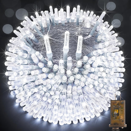 KNO 315FT 800 LED Christmas Lights Outdoor String Lights with Timer and 8 Modes Plug-in Waterproof Dimmable Fairy Lights for Christmas Tree Bedroom Yard Wedding Xmas Classroom Decor(Cool White)