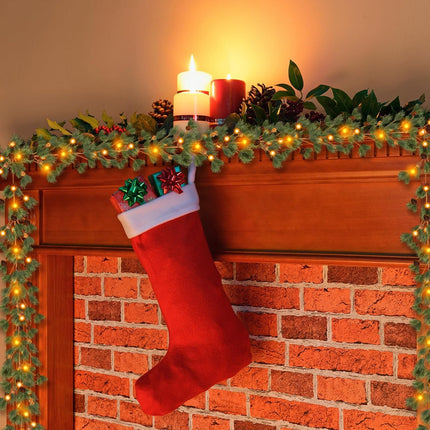 3 Pcs 6 ft Christmas Garland with Lights Prelit Smokey Pine Garland Lighted Christmas Garland 60 LED Battery Operated for Indoor Outdoor Xmas Tree Bedroom Stairs Fireplace Party Holiday